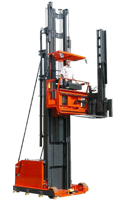 EK combination order selecting / pallet handling very narrow aisle forklift