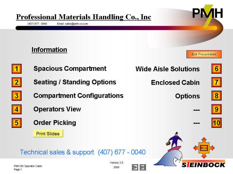 Operators compartment navigation of features