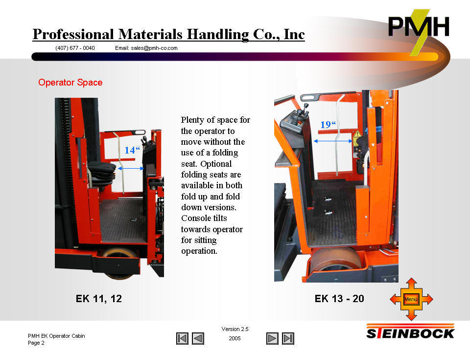 spacious operator compartments