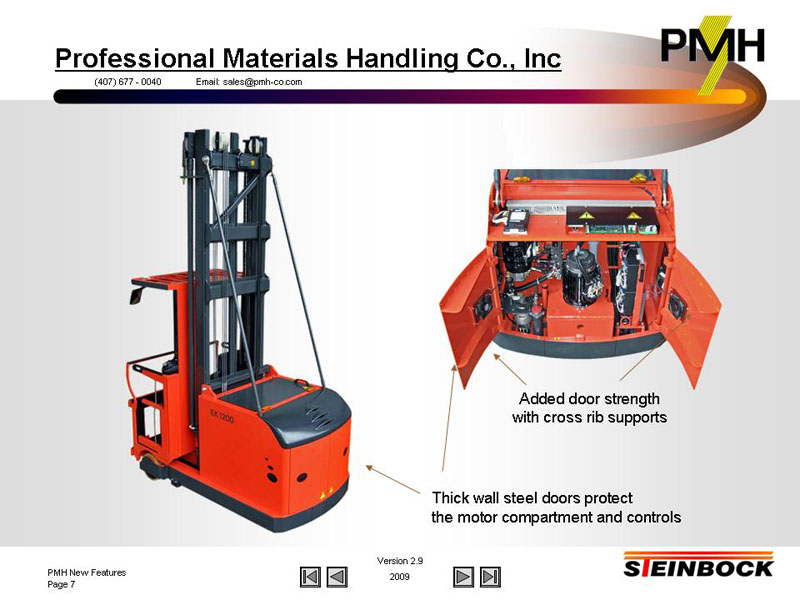Specification and very narrow aisle turret forklift model over view
