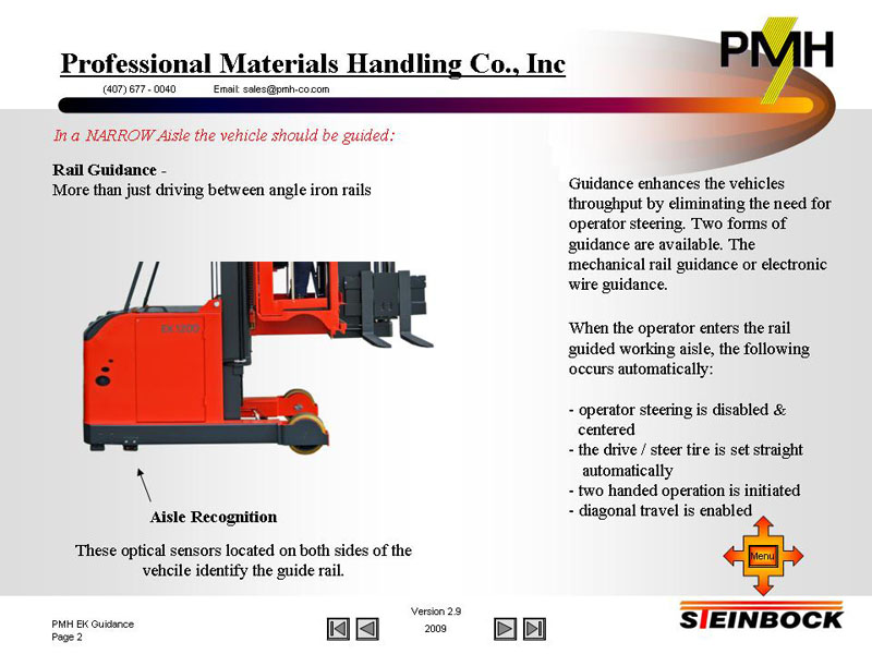 narrow aisle rail guidance EK series turret forklift