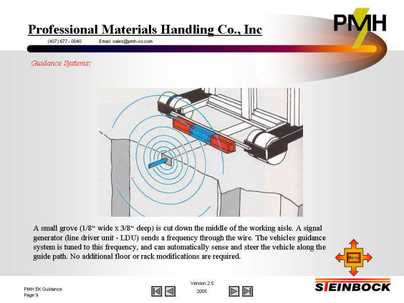 very narrow aisle vehicle wire guidance system