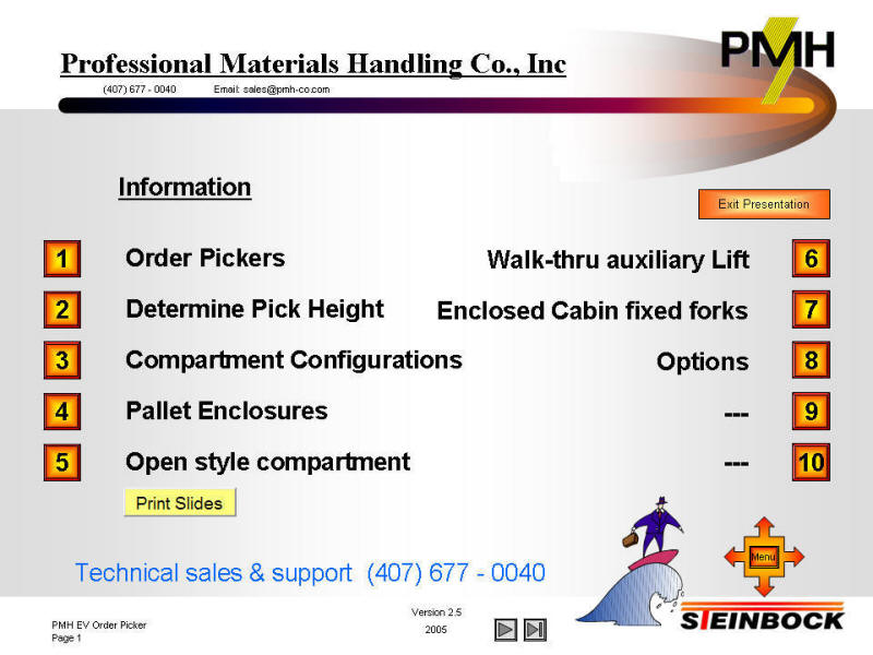 Navigation area on EK order picker forklit