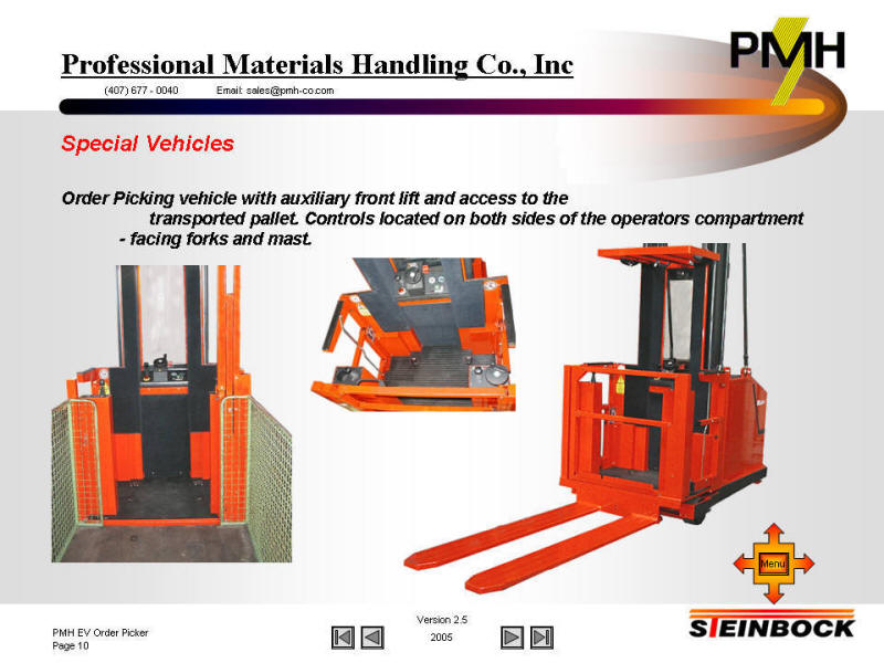 Order Picking forklift with auxillary front lift  and dual operator controls