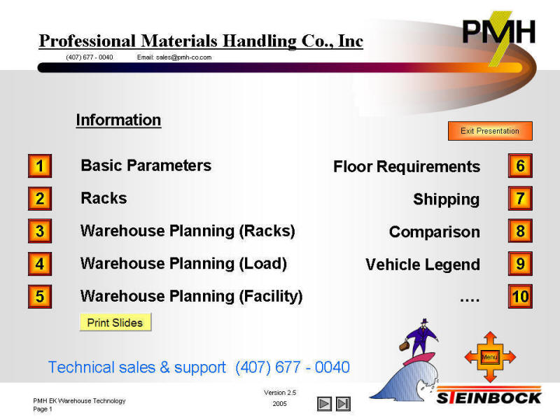 Navigation of warehouse planning and parameters