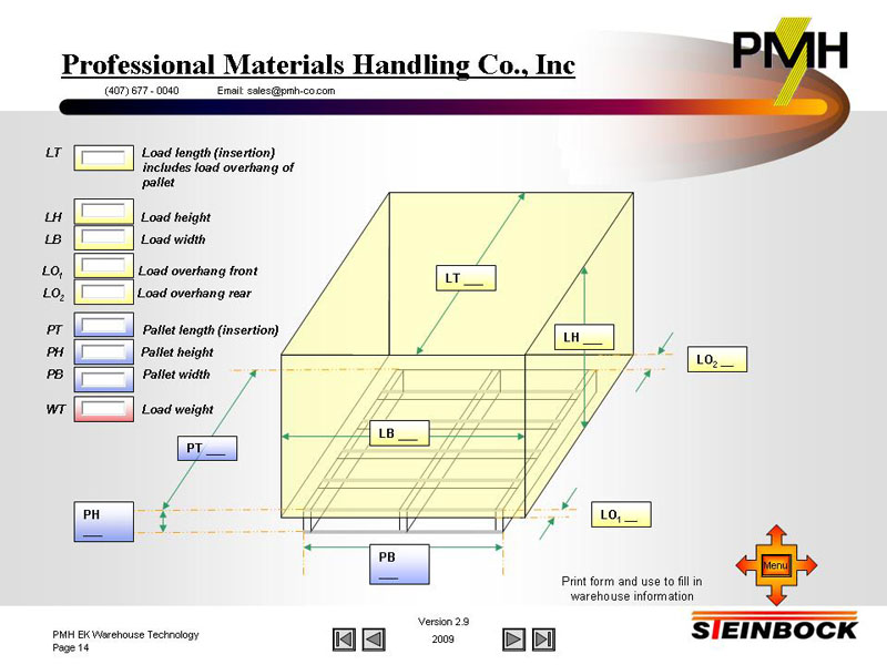 load dimensions required for warehouse planning