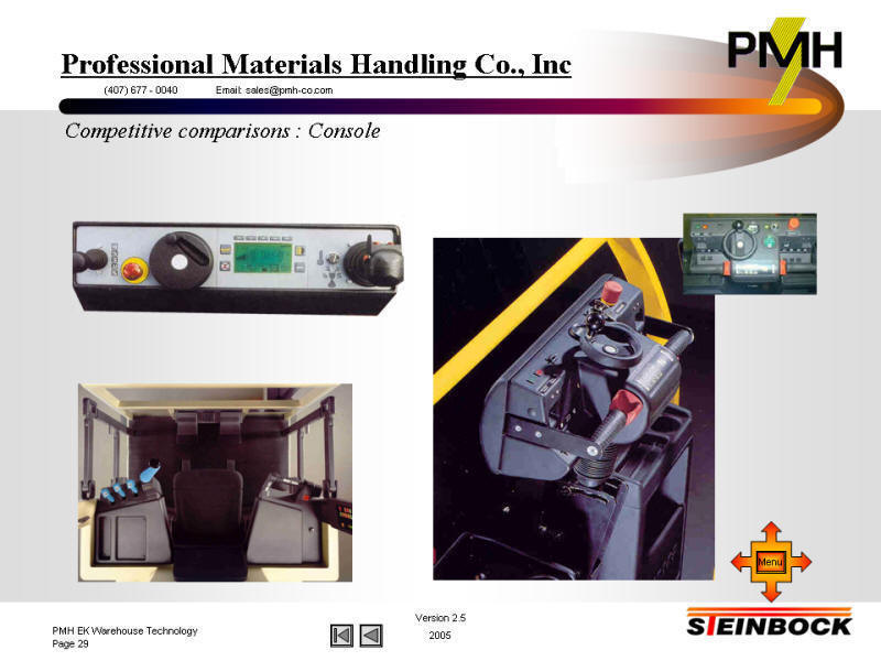 competitive comparison / operator console very narrow aisle forklifts