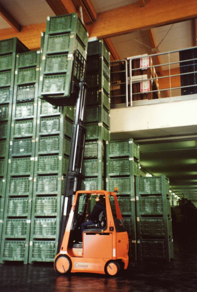 Storage of fruit filled containers