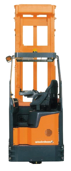 rear view of WD narrow aisle forklift