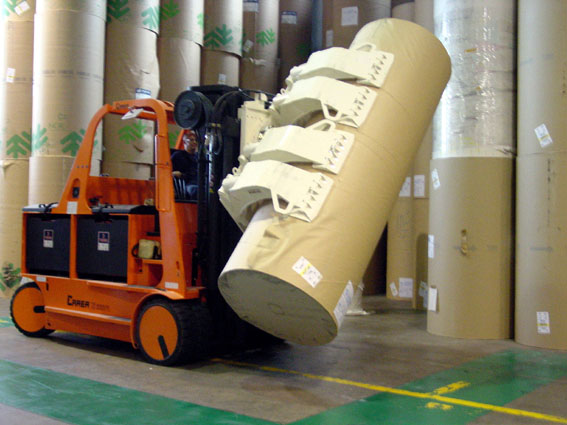 Forklift can handle multiple paper rolls at once