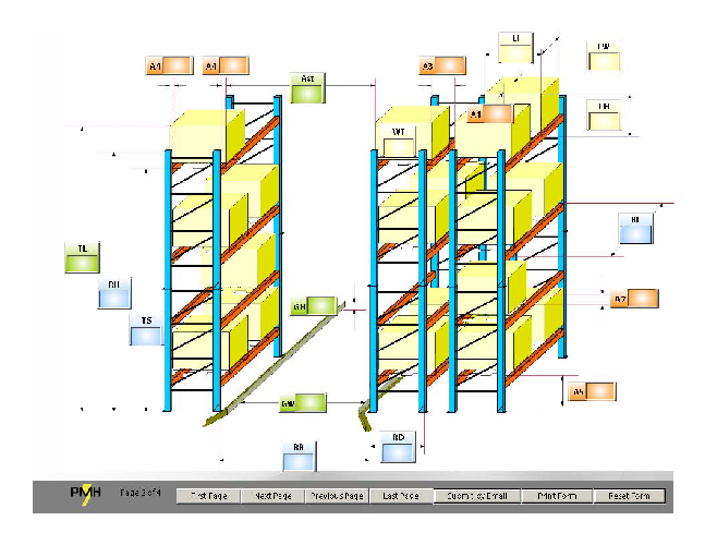 Warehouse layout pictured for system dimensioning